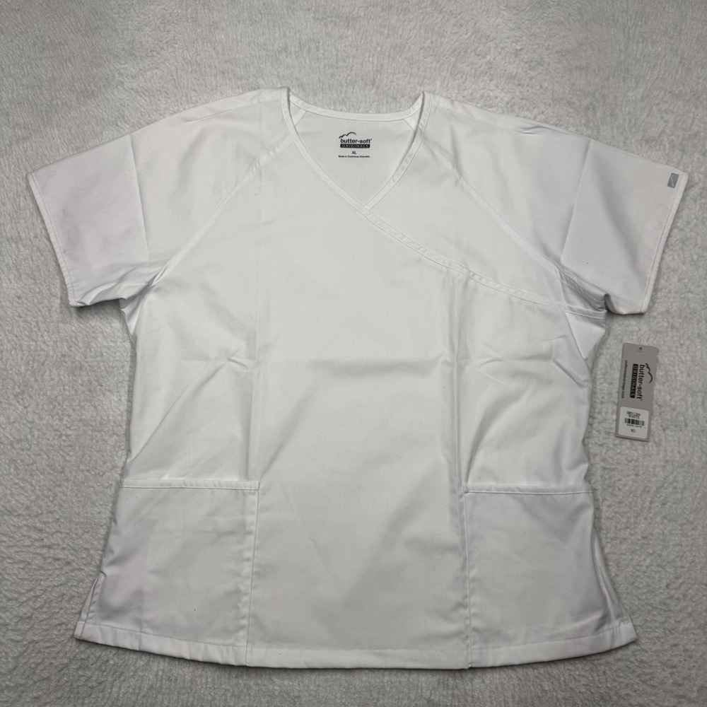 NWT Butter-Soft Originals V-Neck Scrub Top White Women's‎ Size XL